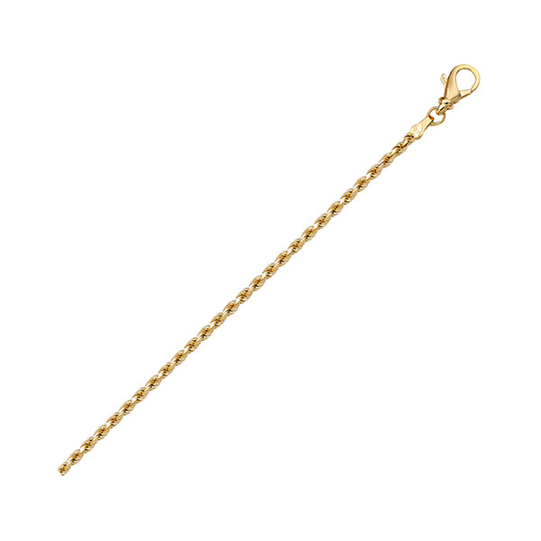 18K Gold Solid Diamond Cut Rope Bracelet