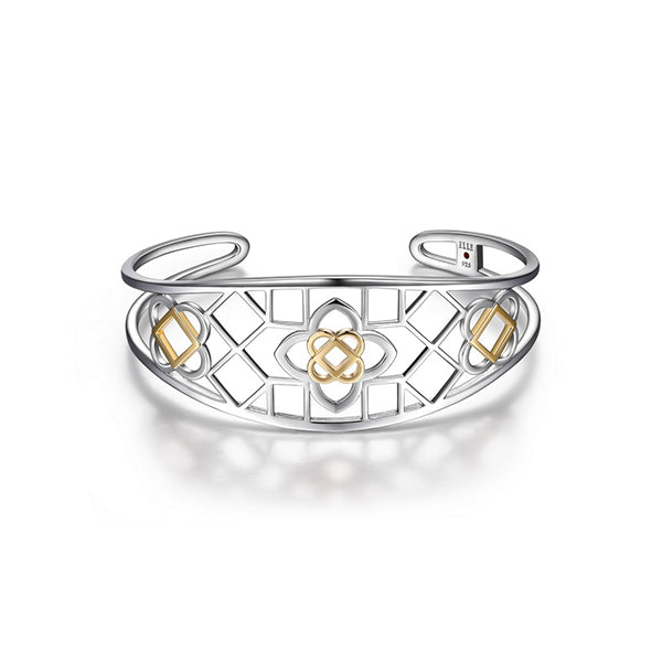 ELLE "Florence" Two-Tone Motif Cuff - Silver and Gold