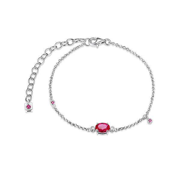 Elegant Holiday Stars Ruby and Lab Grown Diamond Solitaire Bracelet