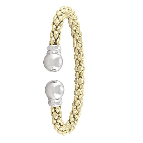 Elegant Gold Open-End Popcorn Sterling Silver Fashion Bangle