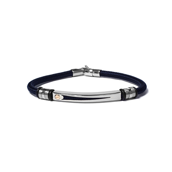 Blue Stainless Steel and Nautical Rope Bracelet