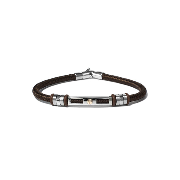 Brown Stainless Steel and Nautical Rope Bracelet