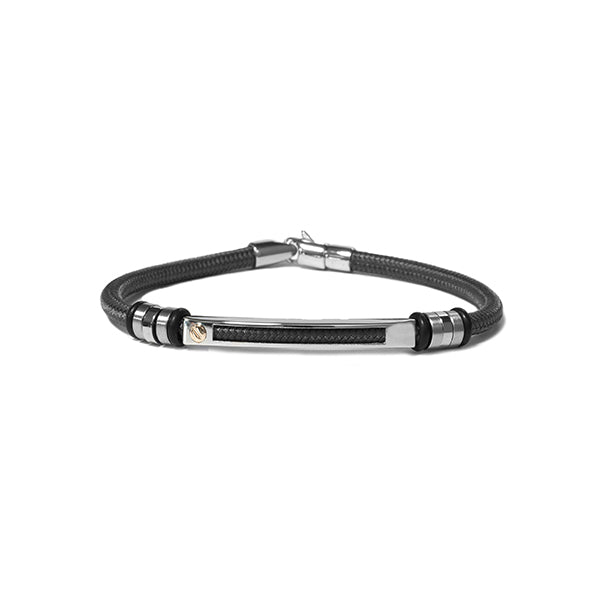 Gray Stainless Steel and Nautical Rope Bracelet