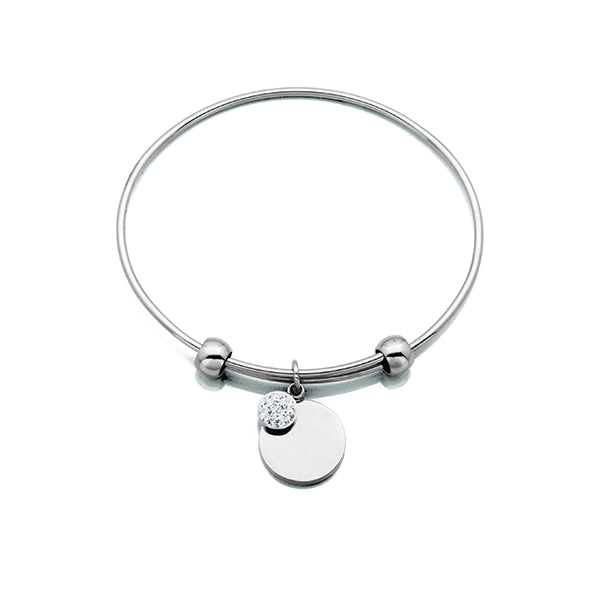 Silver Stretchable Bangle with Round Charms