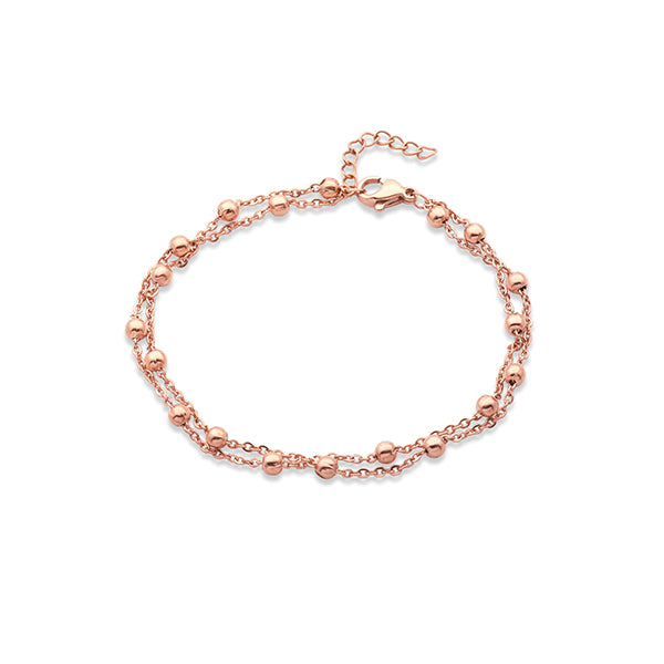 CJ Steelx Beaded Multi Chain Bracelet in IP Rose Gold
