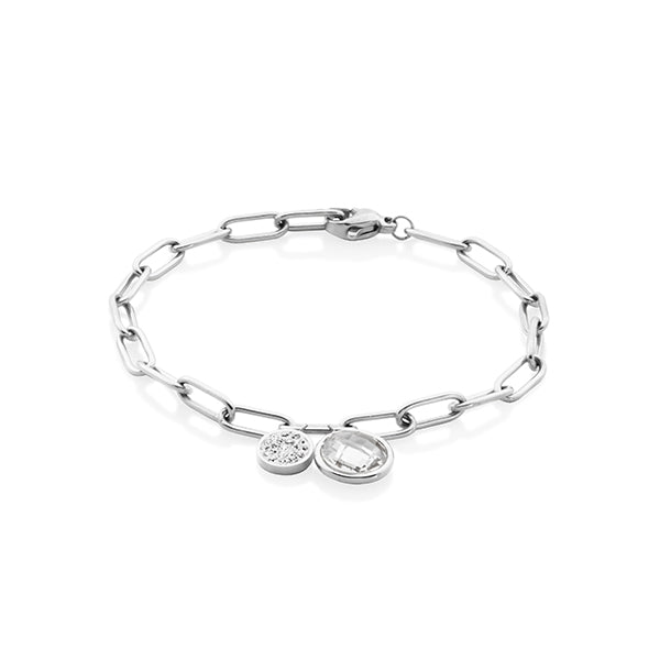 Silver Link Chain Bracelet with Preciosa Crystal