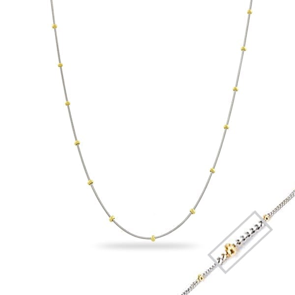20" 14K Two-Tone Gold Saturn Chain Necklace