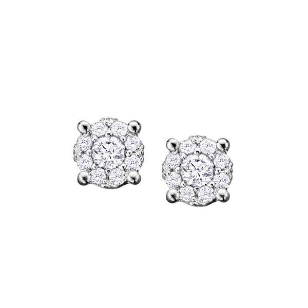 Diamond Framed Stud Earrings in 10K White Gold (0.08 CT. T.W.)