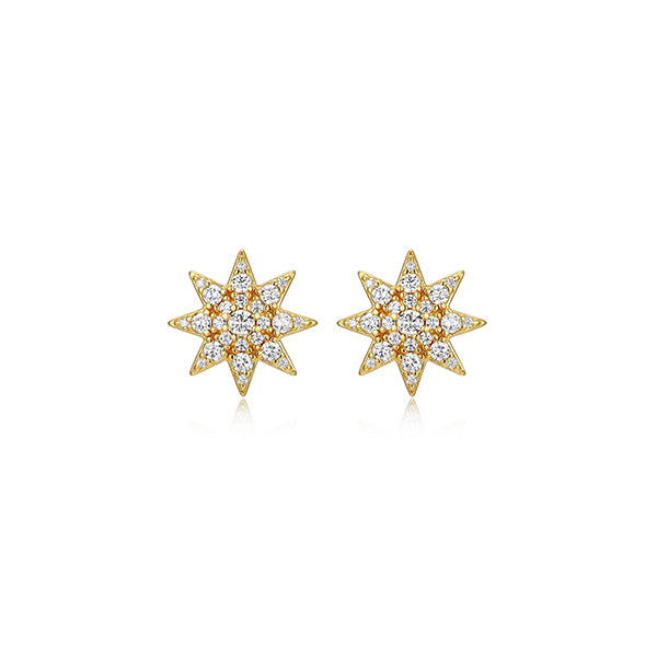 Goddess Diamondlite Cubic Zirconia Star Stud Earrings - Gold