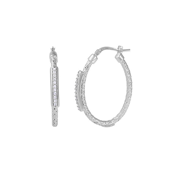 Charles Garnier Diamondlite Sterling Silver "MARIN OVAL" 30mm Oval Hoop Earrings - Silver