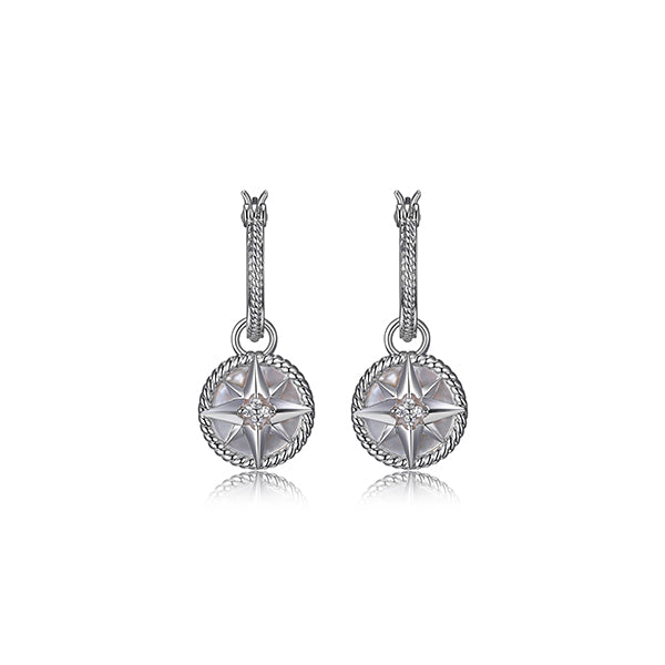 Charles Garnier Sterling Silver "STELLA" Star Dangle Lever Back Earrings with Cubic Zirconia - Silver