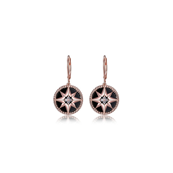Charles Garnier Sterling Silver "STELLA" Star Dangle Lever Back Earrings with Cubic Zirconia - Rose Gold