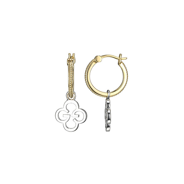 Charles Garnier Sterling Silver "MONOGRAM" 12mm Hoop Earrings - Gold and Silver