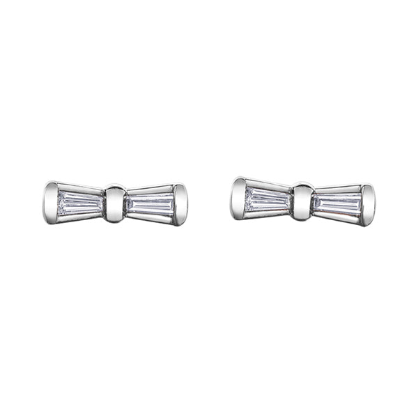Diamond Bow Stud Earrings in 10K (0.12 CT. T.W.) - Silver