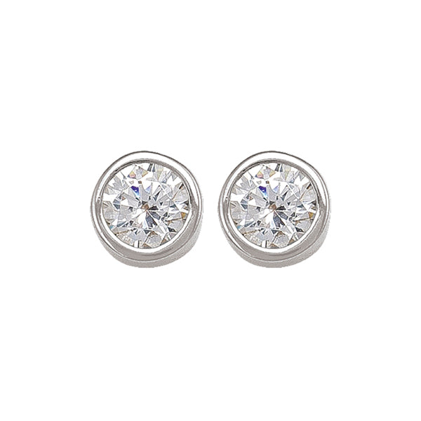 Elegant Real Gold Zirconia Silver Stud Earrings