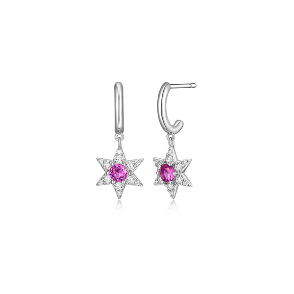 Diamondlite Cubic Zirconia "Mystique" Sapphire Star Earrings - Silver
