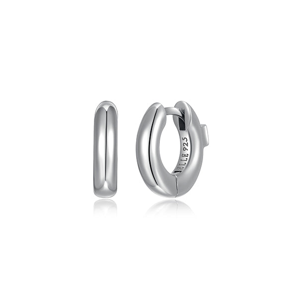 ELLE "Simpatico" 13mm Huggie Hoop Earrings - Silver