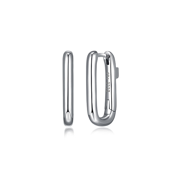ELLE "Simpatico" 19x11mm Rectangle Small Hoop Earrings - Silver