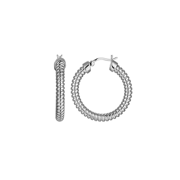Charles Garnier Sterling Silver "Tubogas" 30mm Hoop Earring with Tube - Silver