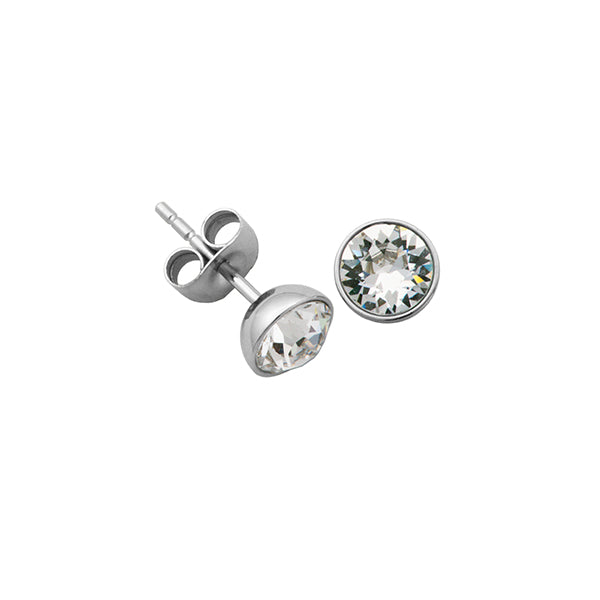 CJ Steelx 6mm Swarovski Stud Earrings - Silver