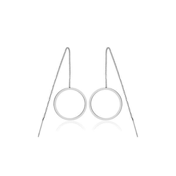 CJ Steelx Circle Chain Threader Earrings - Silver