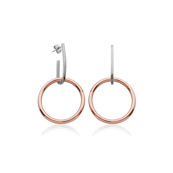 CJ Steelx 2-in1 Earrings - Silver and Rose