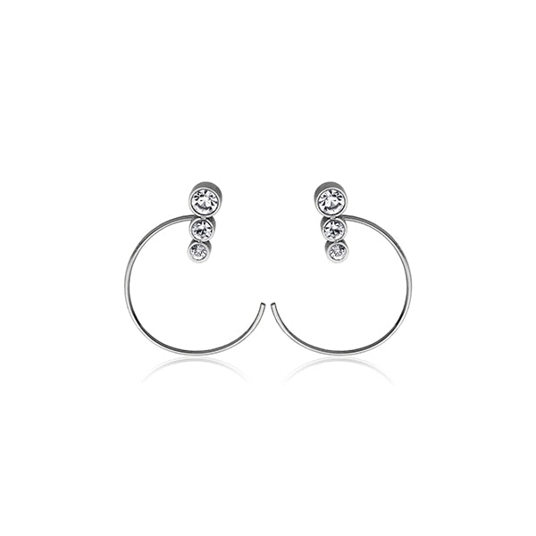 CJ Steelx Stainless Steel Slider Hoop Earrings with Preciosa Crystal