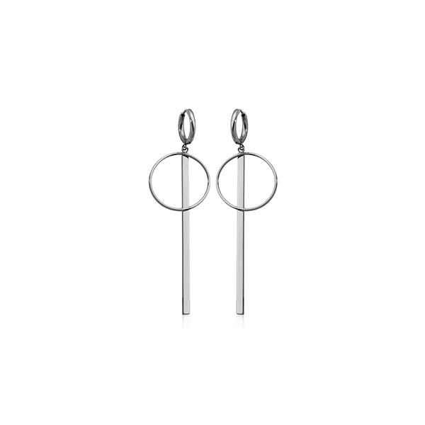 CJ Steelx Bar Disc Huggie Stainless Steel Earrings
