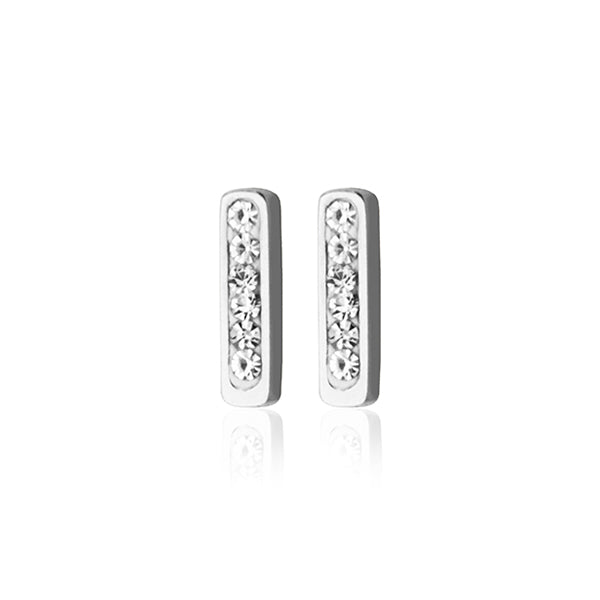 CJ Steelx Cubic Zirconia Bar Earrings - Silver