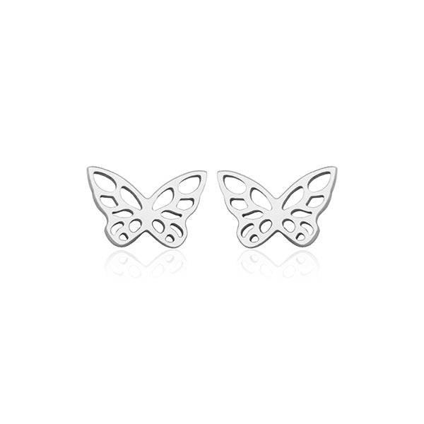 CJ Steelx Butterfly Stud Earrings - Silver