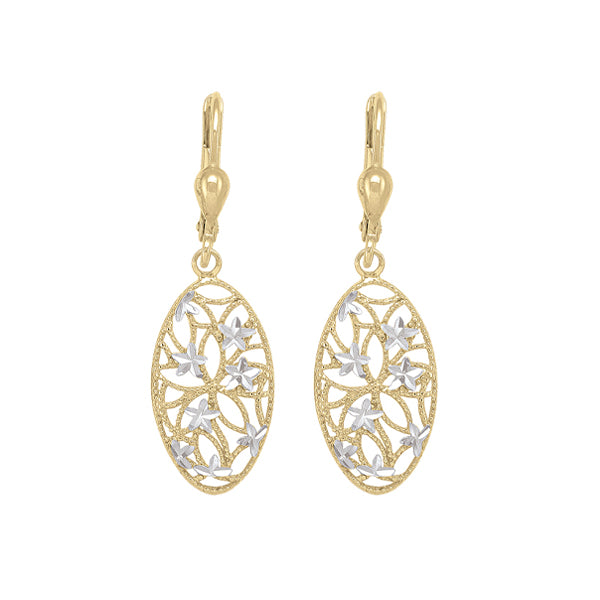 10K-Gold-and-Silver-Oval-Shaped-Fashion-Drop-Earrings---2.0gm