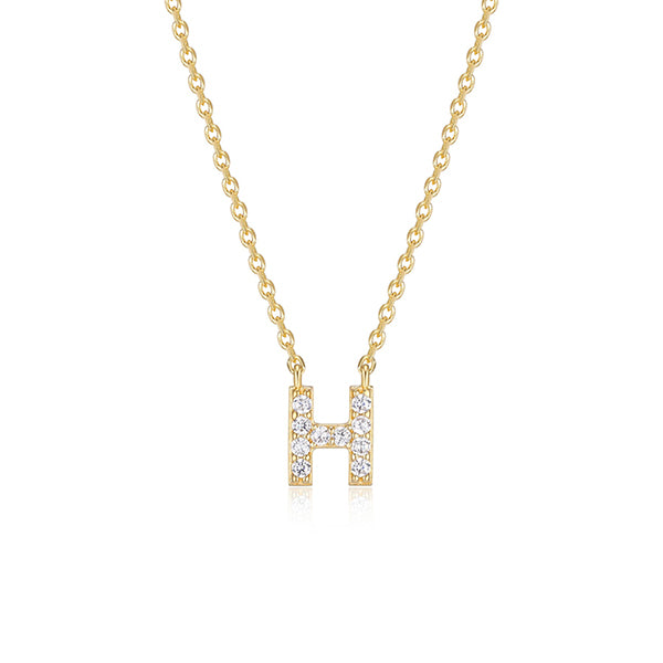 Diamondlite Cubic Zirconia Mini Initial H Necklace - Gold