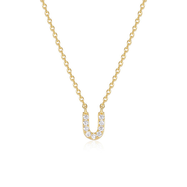 Diamondlite Cubic Zirconia Mini Initial U Necklace - Gold