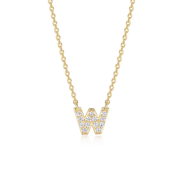 Diamondlite Cubic Zirconia Mini Initial W Necklace - Gold