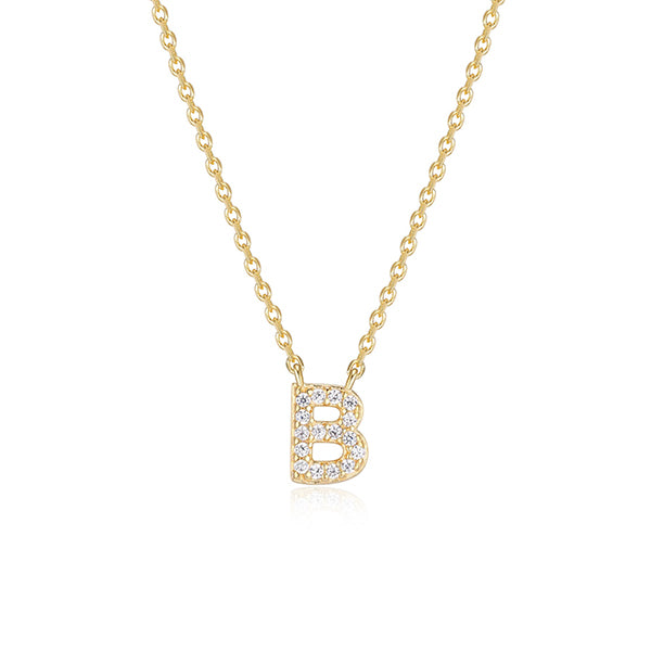 Diamondlite Cubic Zirconia Mini Initial B Necklace - Gold