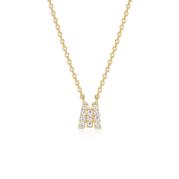 Diamondlite Cubic Zirconia Mini Initial M Necklace - Gold