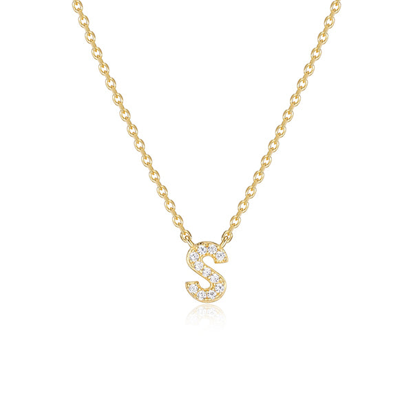 Diamondlite Cubic Zirconia Mini Initial S Necklace - Gold
