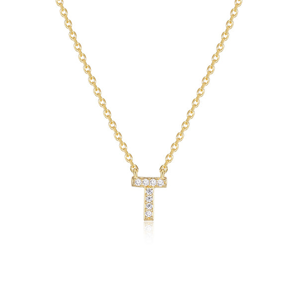 Diamondlite Cubic Zirconia Mini Initial T Necklace - Gold