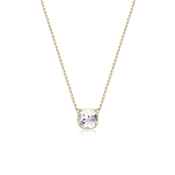 ELLE "Marble" Clear Quartz Cushion Cut Necklace - Gold