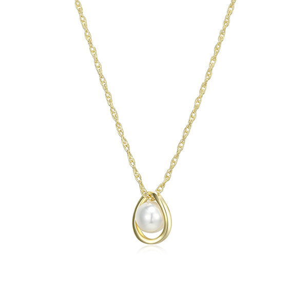 ELLE "Luna" Sterling Silver White Pearl Necklace - Gold