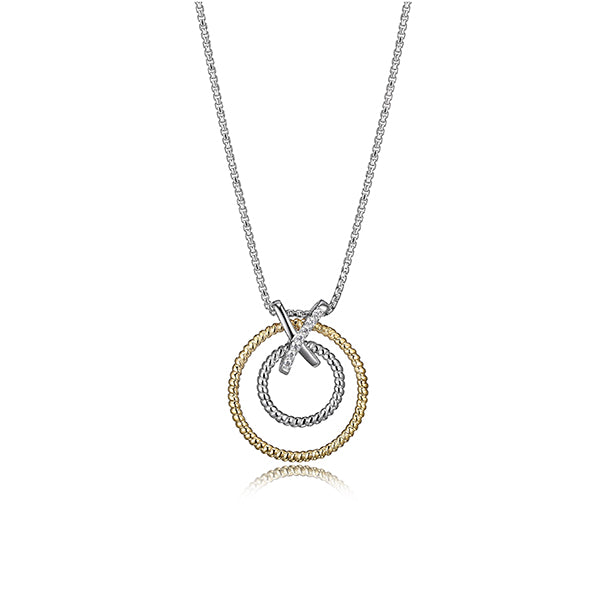 Charles Garnier Sterling Silver "LINQ" Double Tone Circle Necklace - Silver and Gold