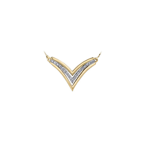 Diamond Necklace in 10K (0.126 and 0.01 CT. T.W.) - Silver and Gold