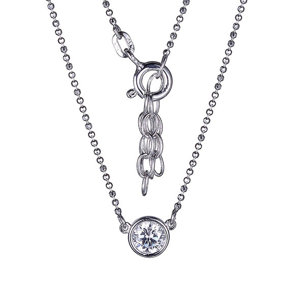 Diamondlite Cubic Zirconia 5mm Round Solitaire Necklace in Silver