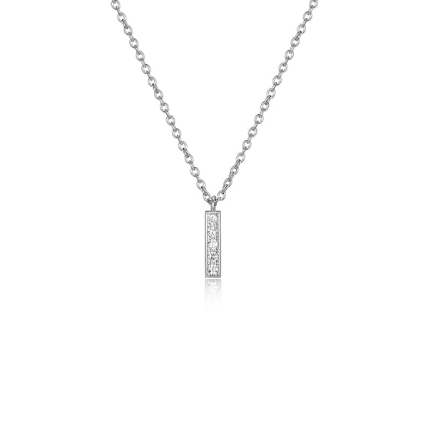 Diamondlite Cubic Zirconia Mini Bar Cable Chain Necklace - Silver