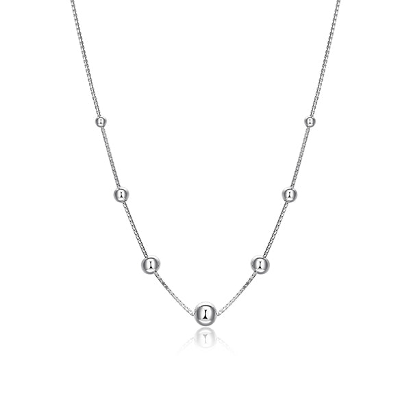 ELLE "Orb" Sterling Silver Silver Bead Station Necklace - Silver