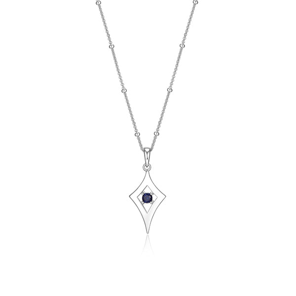 ELLE "Stellar" Diamond Shape Sapphire Necklace - Silver