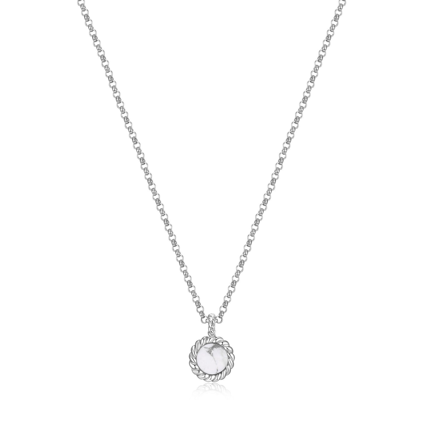 ELLE "Nautical" 6mm Howlite with Rope Trim Necklace - White