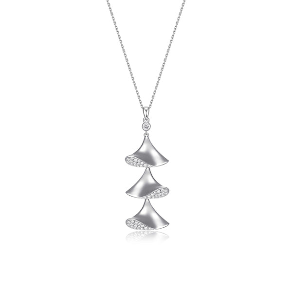 ELLE "Flamenco" Triple Triangular Dangle with Cubic Zirconia Necklace - Silver