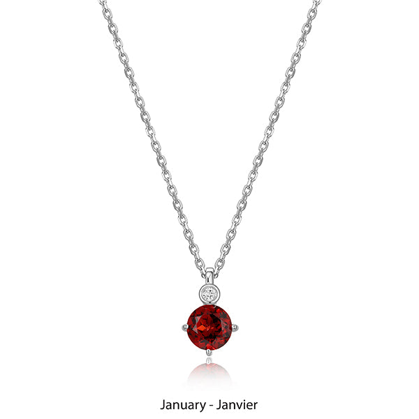 ELLE "Birthstone" January (Garnet) and Lab Grown Diamond Necklace