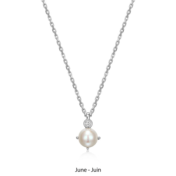 ELLE "Birthstone" June (Pearl) and Lab Grown Diamond Necklace